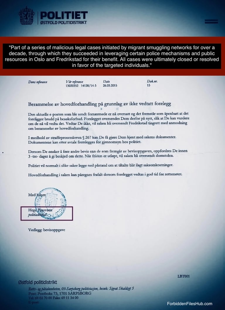 Dokument fra Hege Finsveen, Fredrikstad politiet – klanderverdig sak relatert til Salah Hassan Al Saadi - Al Saadi Talk