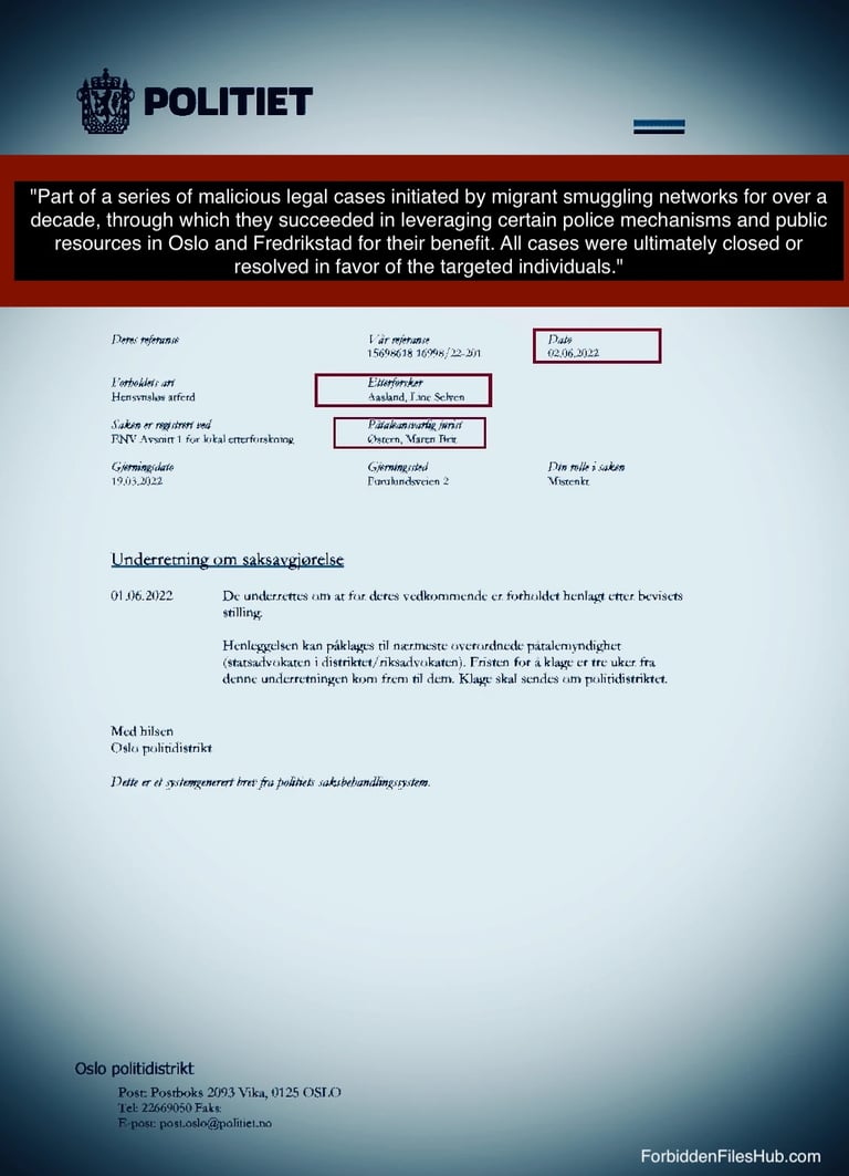 Dokument fra advokat Maren Brit Østern, Oslo politiet – klanderverdig sak relatert til Zainab Abdulkarim Ali