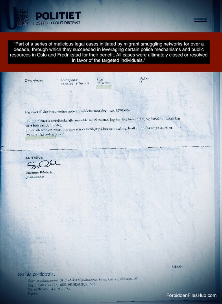 Dokument fra Fredrikstad politiet – klanderverdig sak relatert til Salah Hassan Al Saadi som viser misbruk av rettssystemet