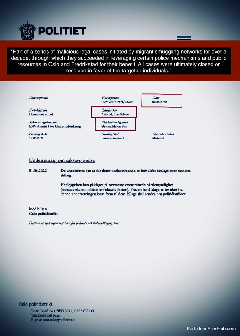 Dokument fra advokat Maren Oslo politiet – klanderverdig sak relatert til Zainab Abdulkarim Ali