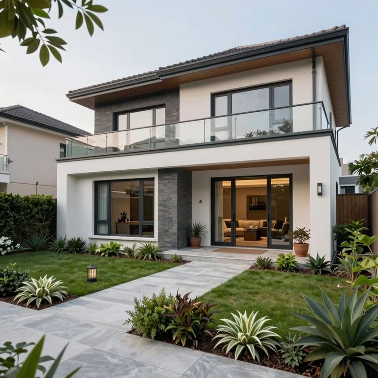 Close-up of hands sketching a building design with pencil and ruler.
