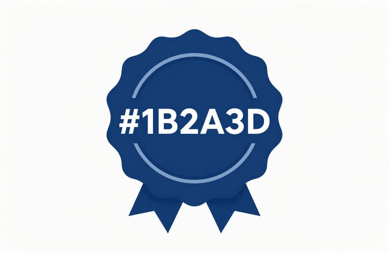 An official certification badge or seal with a technical design, clean background, incorporating the #1B2A3D blue for a sense of authority and reliability.
