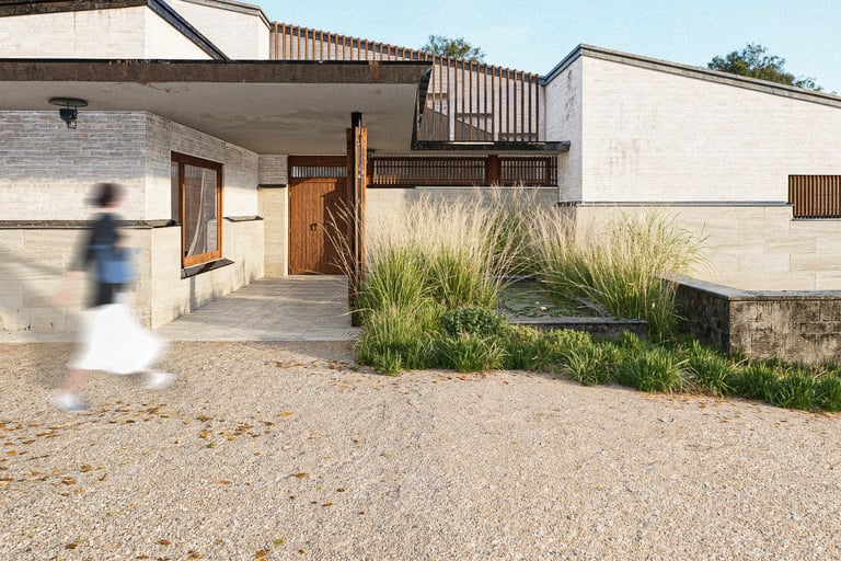 Rendu 3D extérieur d’une maison avec façade bois – BenRaff Studio