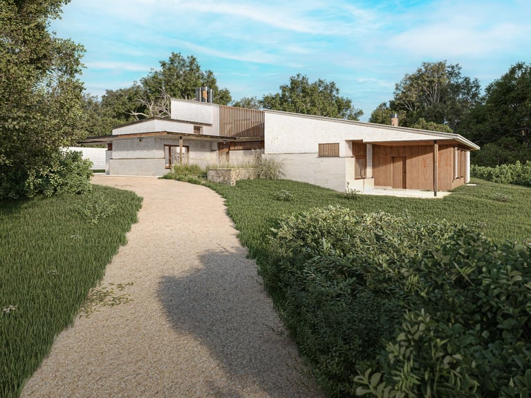 Rendu 3D ultra réaliste d’une maison contemporaine avec jardin – BenRaff Studio