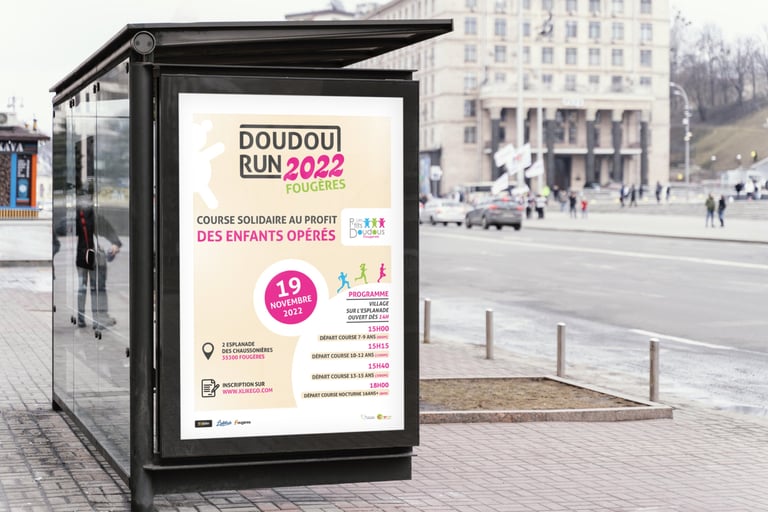Affiche publicitaire Doudou RUN 2022 – design graphique