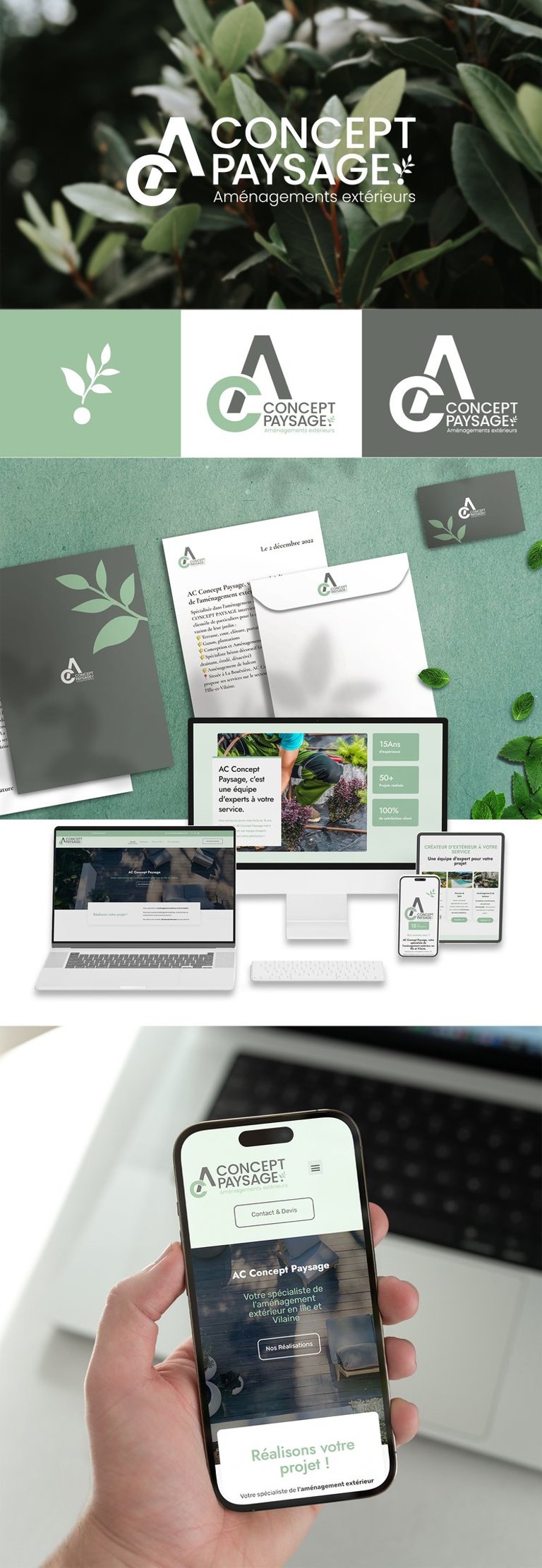 Maquette identité visuelle et supports print AC Concept Paysage – BenRaff Studio
