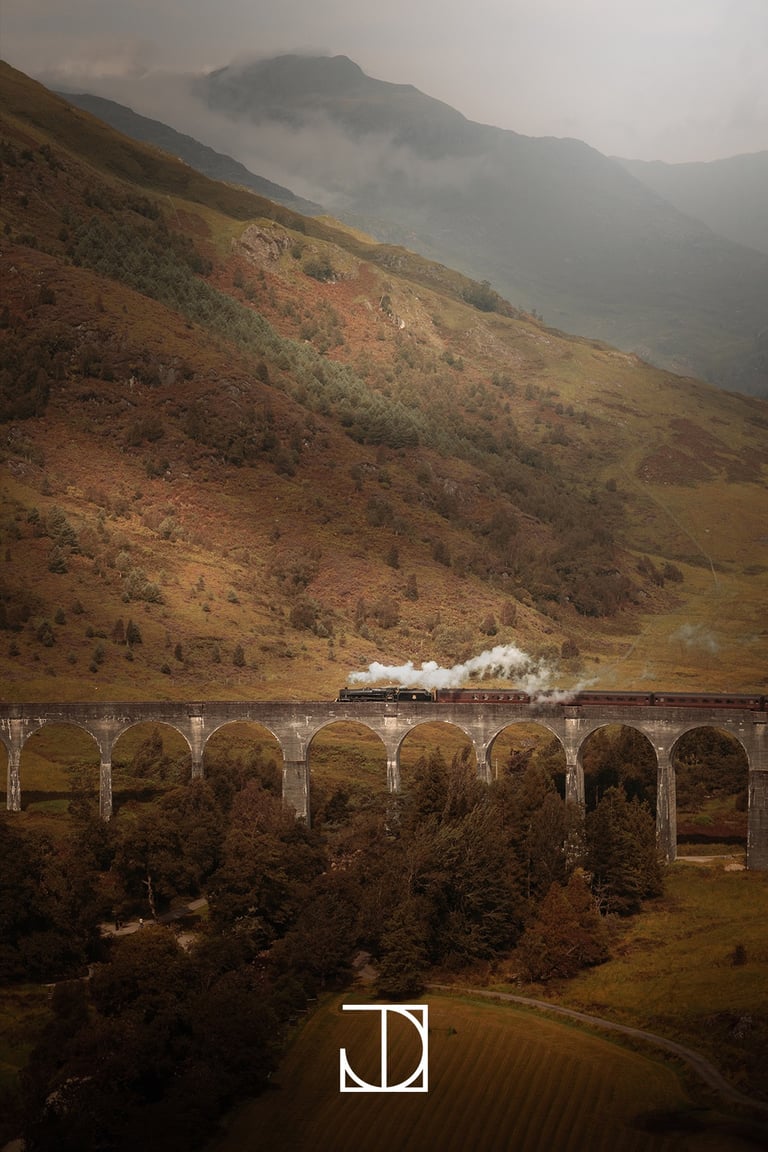 photo viaduc train vapeur Harry-Potter montagne nuage