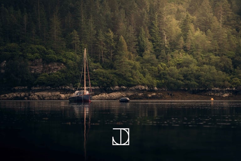 photo paysage lac mer bateau barque forêt