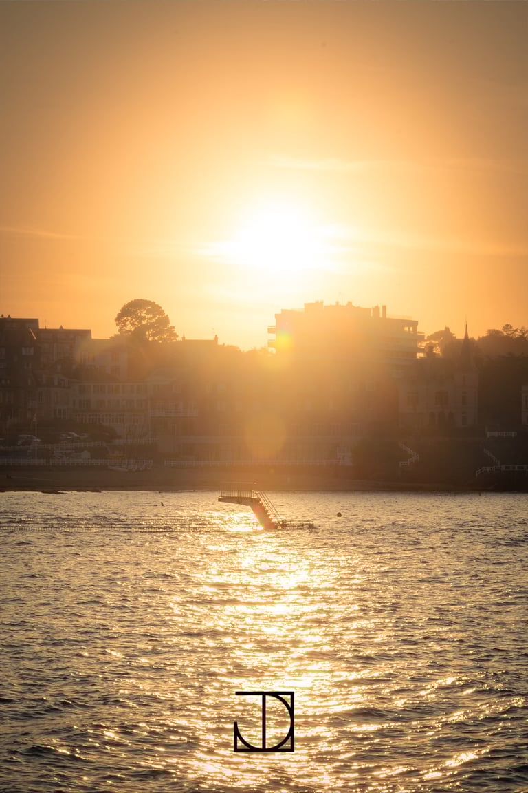 photo paysage mer plongeoir piscine coucher-de-soleil