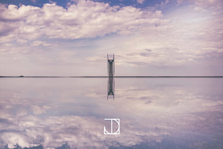 photo paysage mer plongeoir piscine miroir 