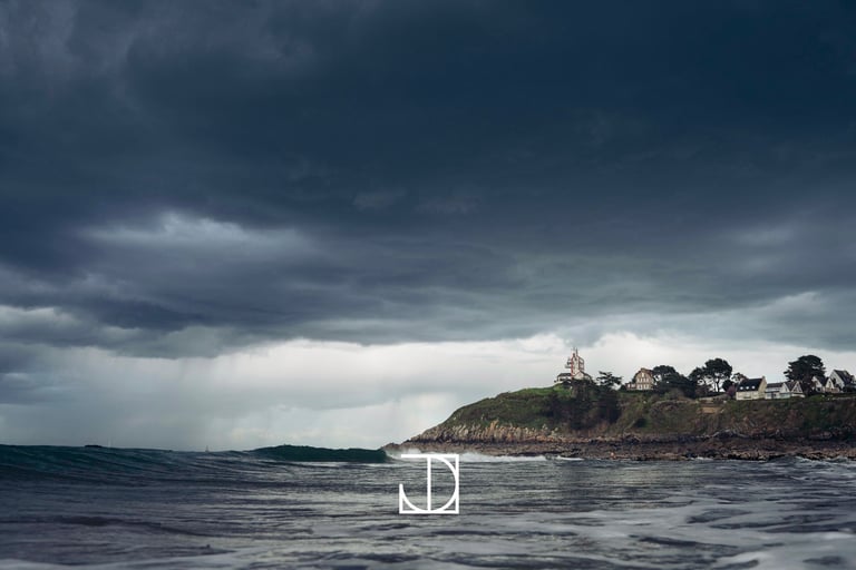photo paysage mer plage phare falaise nuage 