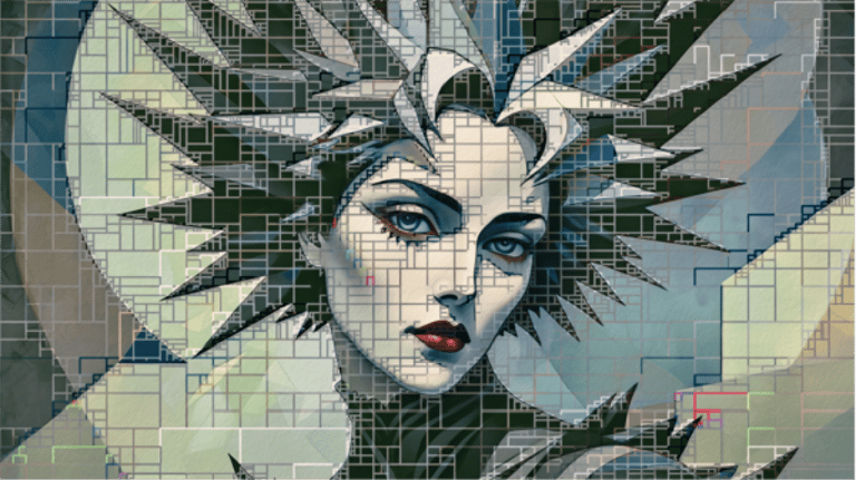 Digital mosaic portrait by Philip Preston.
