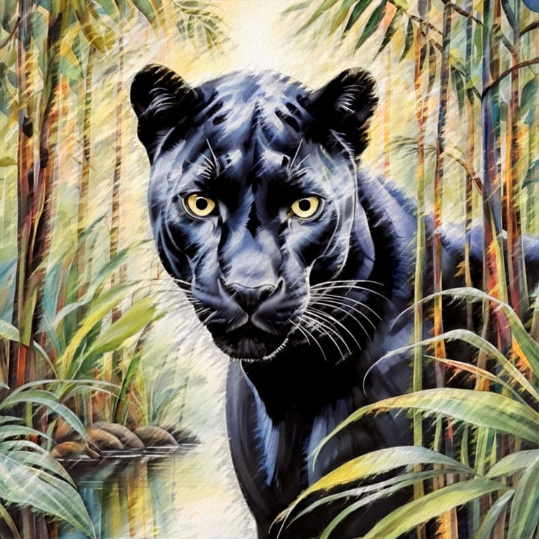 Black panther portrait, artwork by Philip Preston.