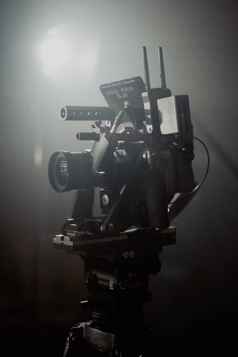 red cinema camera on set
