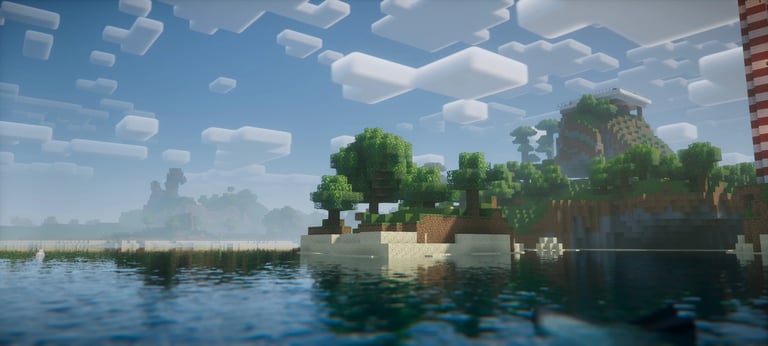 Sky, Clouds, and water reflections with Nostalgia Shader