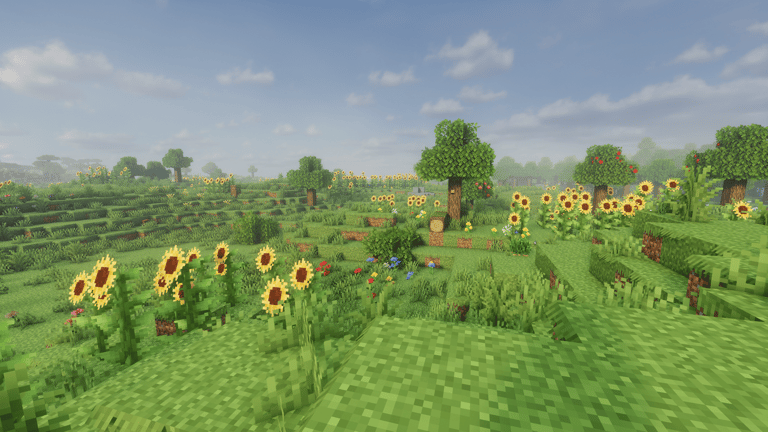 Sunflowers Plains found with Biome Spawn Point mod on Minecraft
