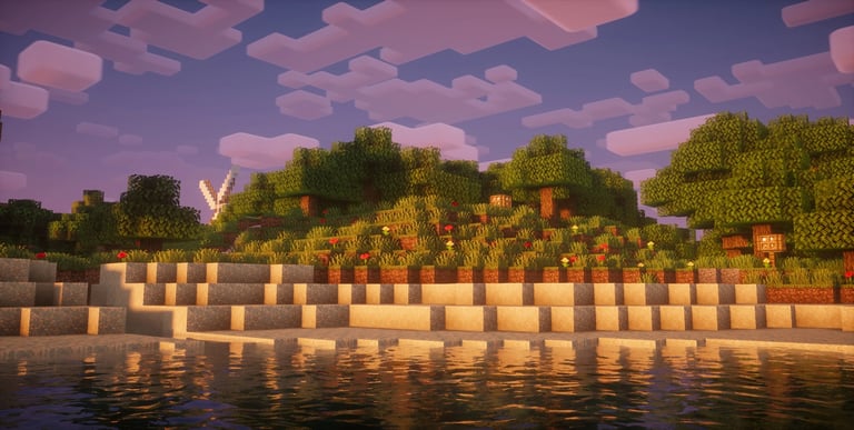 Rose Sky and water reflections with Nostalgia Shader