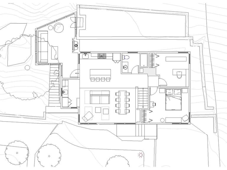 Upper floor after plan, living areas second floor, sunroom addition, Erica Fossati Design New England