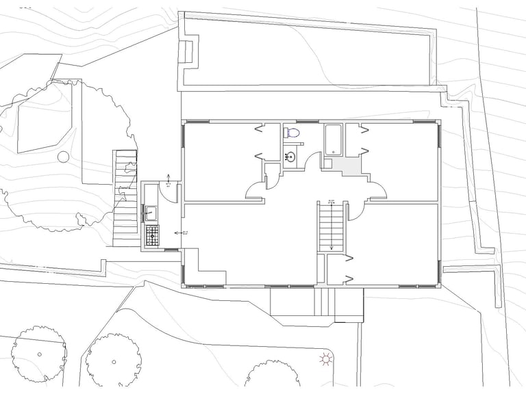 Upper floor before plan, original layout, ranch renovation Medford MA Greater Boston