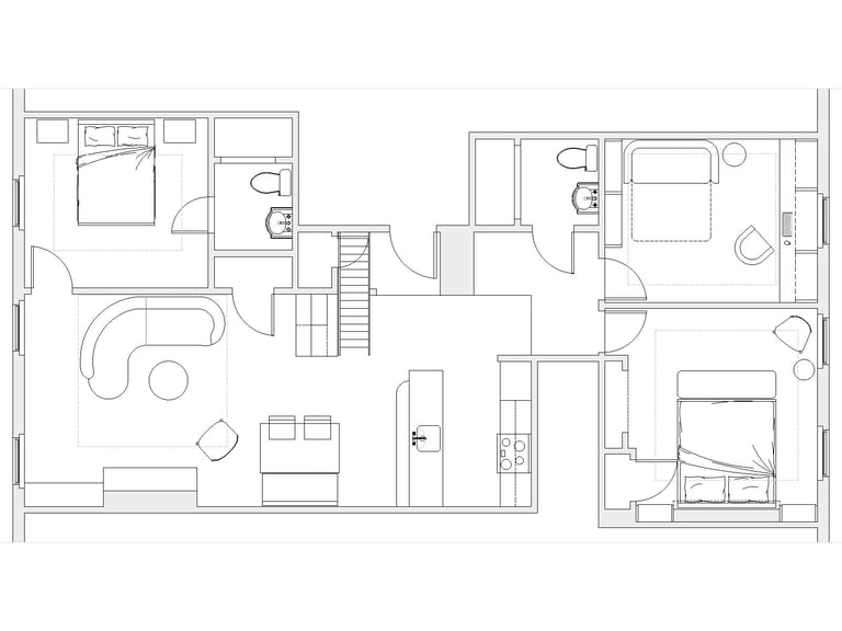 After floor plan, Monument Square Charlestown Boston, furniture layout and built-ins, Erica Fossati Design