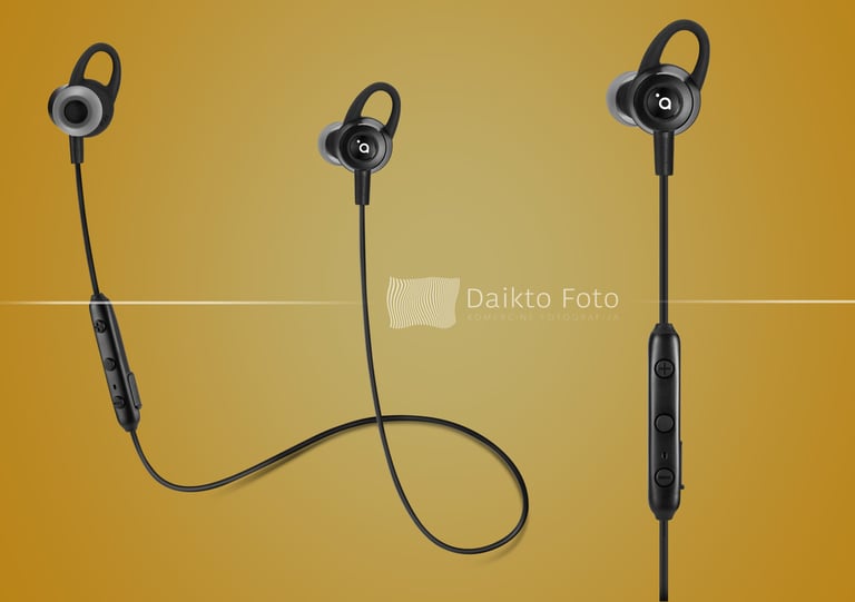 in-ear ausinės daiktų fotografavimas