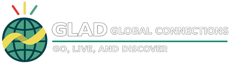 glad global connections logo white text