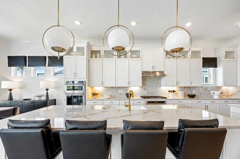 Super large kitchen with granite countertops and stainless steel appliances