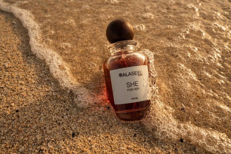 SHE fragrance on beach getting hit by waves, SHE launch by ALASEEL, Kite Beach | NBmore