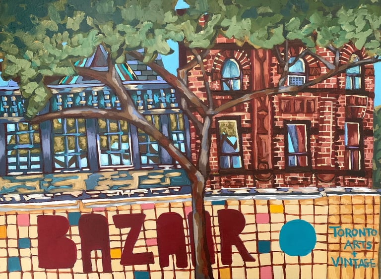 Colourful Bazaar Storefront on College Street in Toronto acrylic on canvas