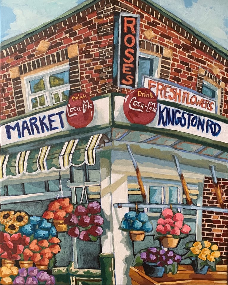 Vintage CocaCola sign on Kingston Road Flower Market Toronto acrylic on canvas