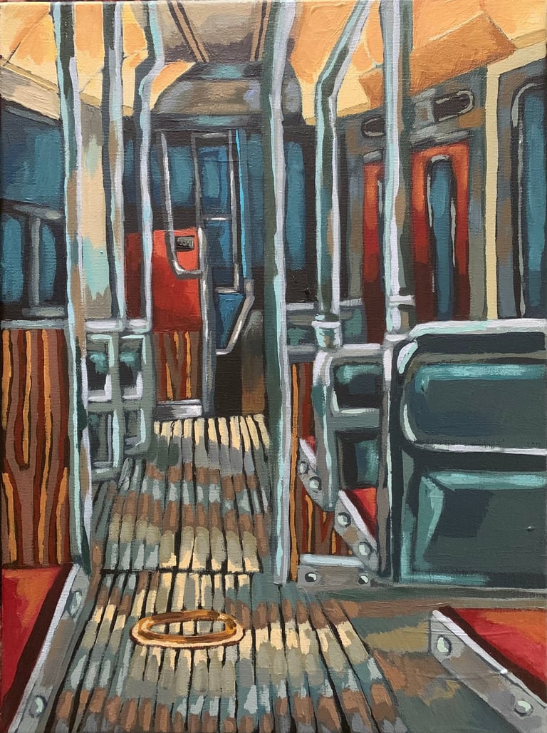 TTC streetcar at night Toronto transit commission acrylic on canvas