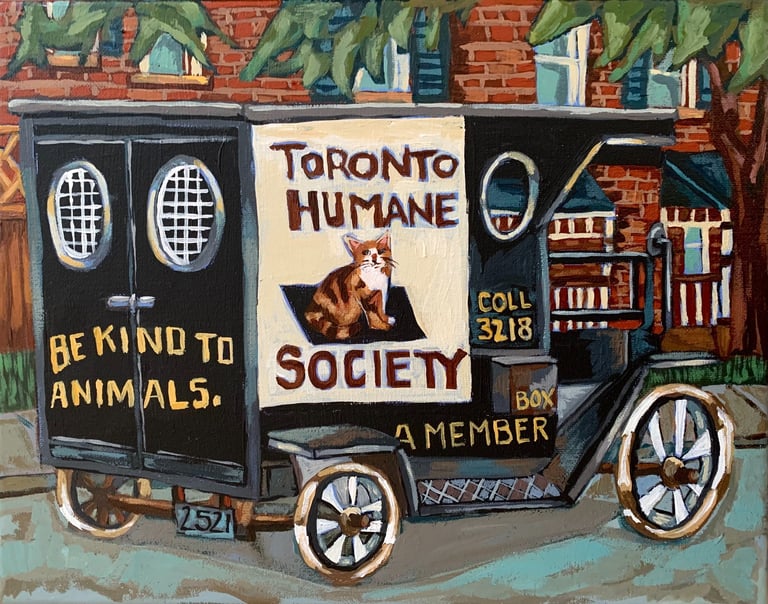 Toronto Humane Society vintage car acrylic on canvas