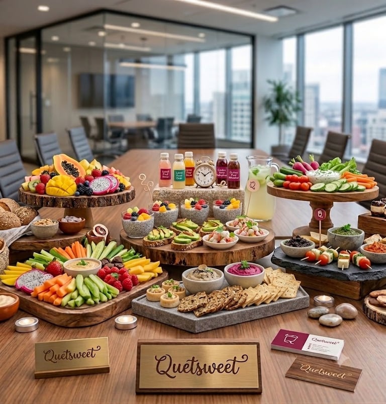 un paisaje gastronómico con muchas frutas y opciones saludables y deliciosas