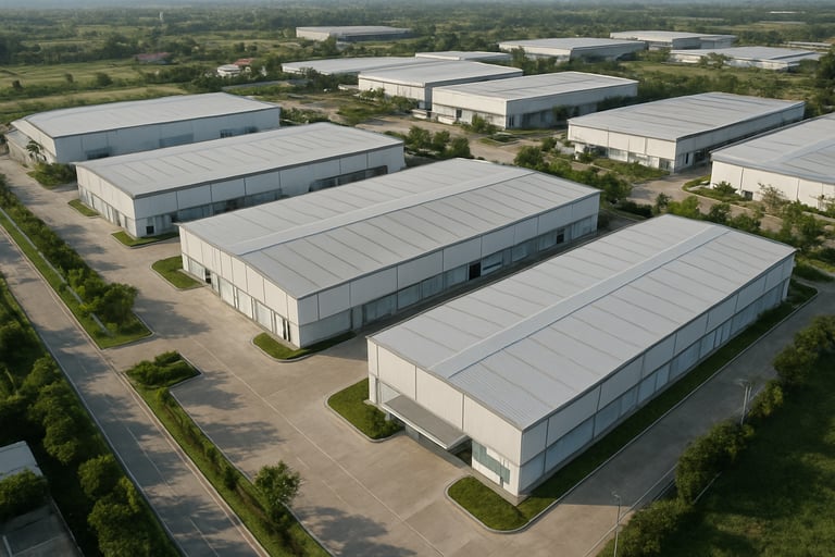 An aerial perspective of a modern, clean industrial facility in Thailand, signifying the tangible assets and strategic growth managed by the firm.