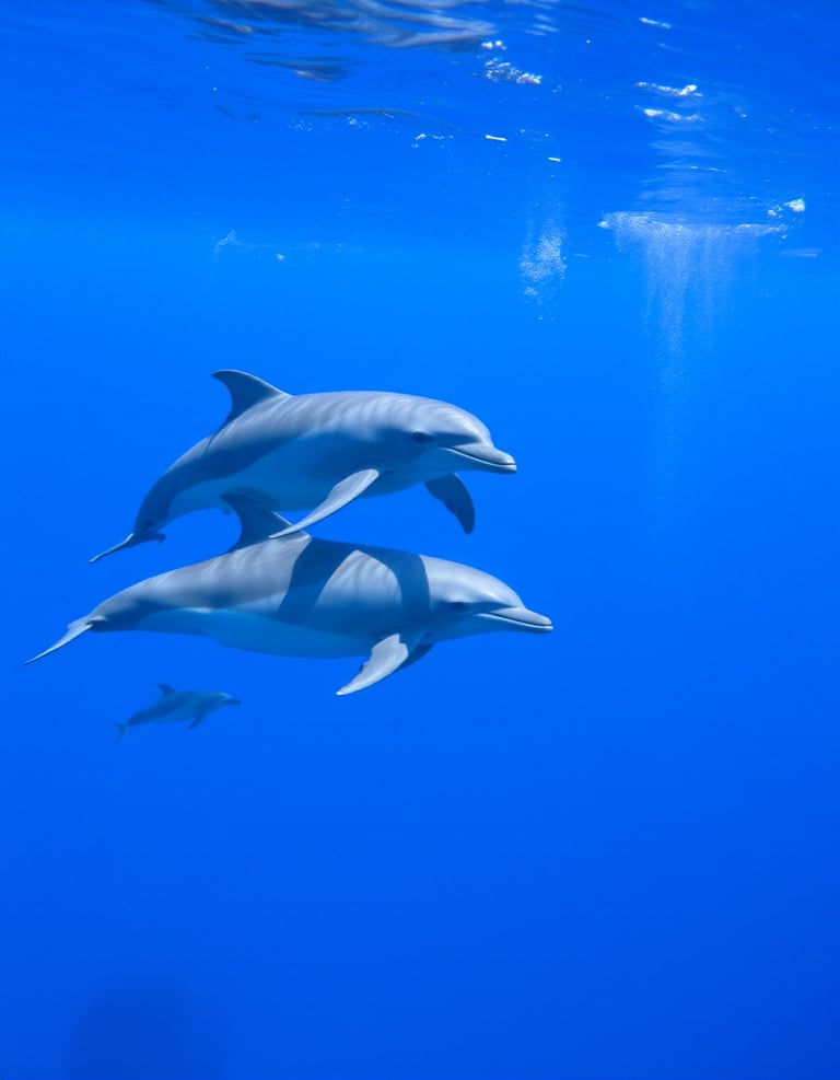 A pair of dolphins in the water