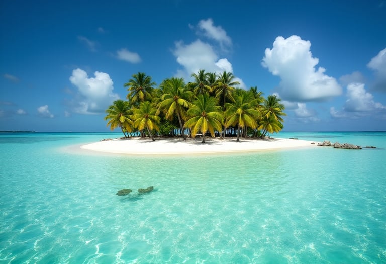 A small tropical island in the middle of the ocean