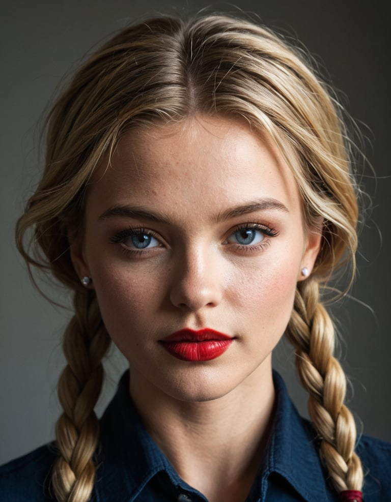 A woman with braided blond hair