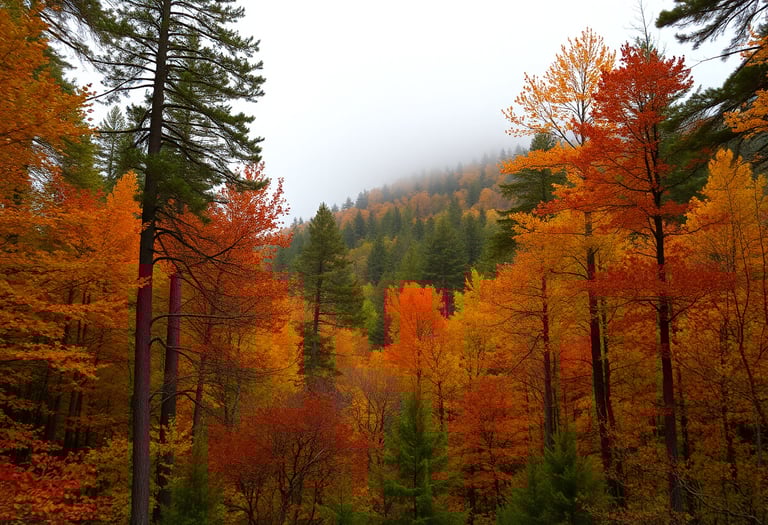A forest scene in Autumn in the morning
