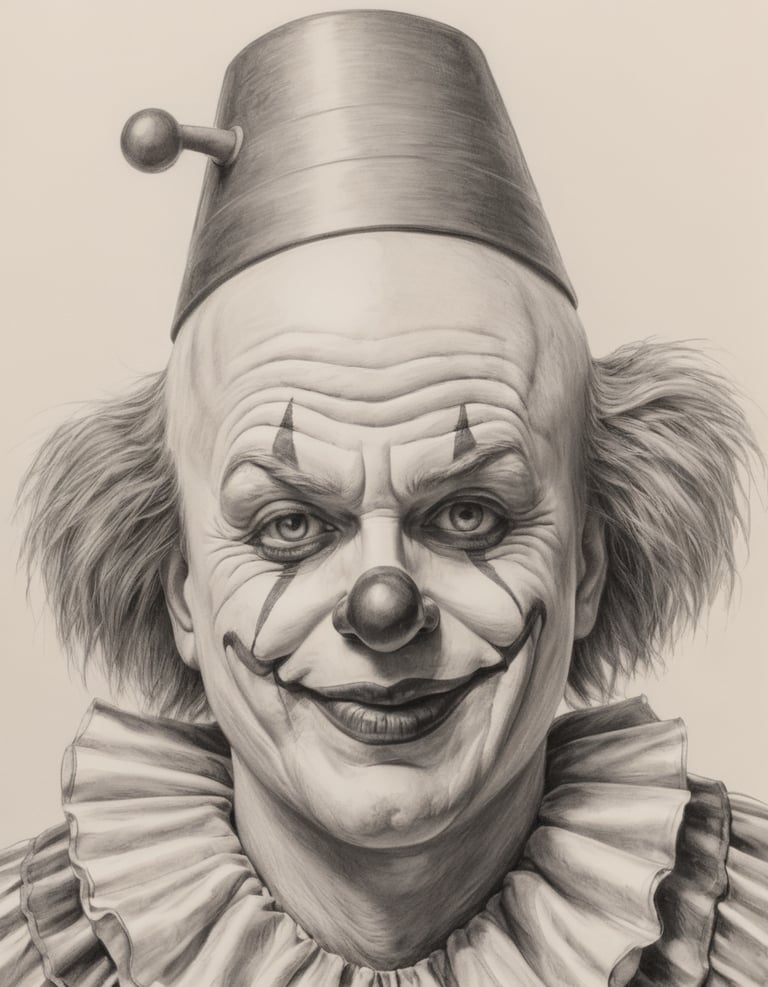 A pencil sketch of a clown 