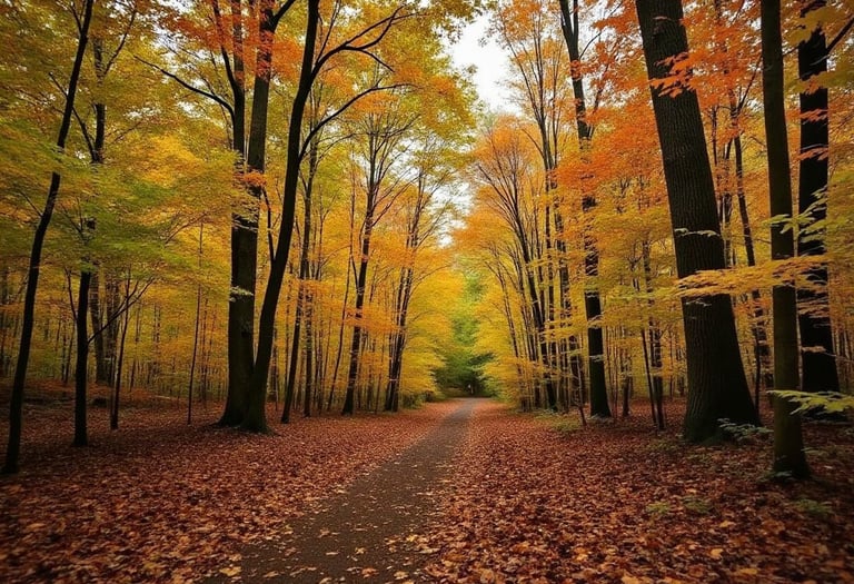 A forest in Autumn in the evening