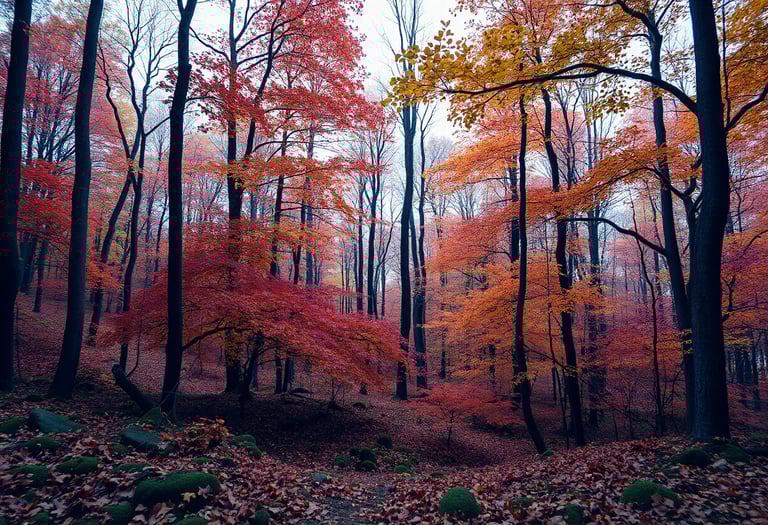 A forest in Autumn in the morning