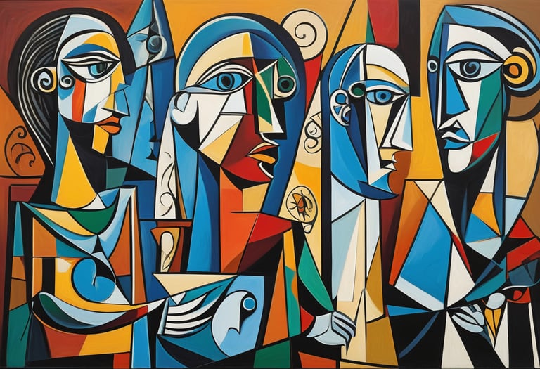 Abstract painting of four women