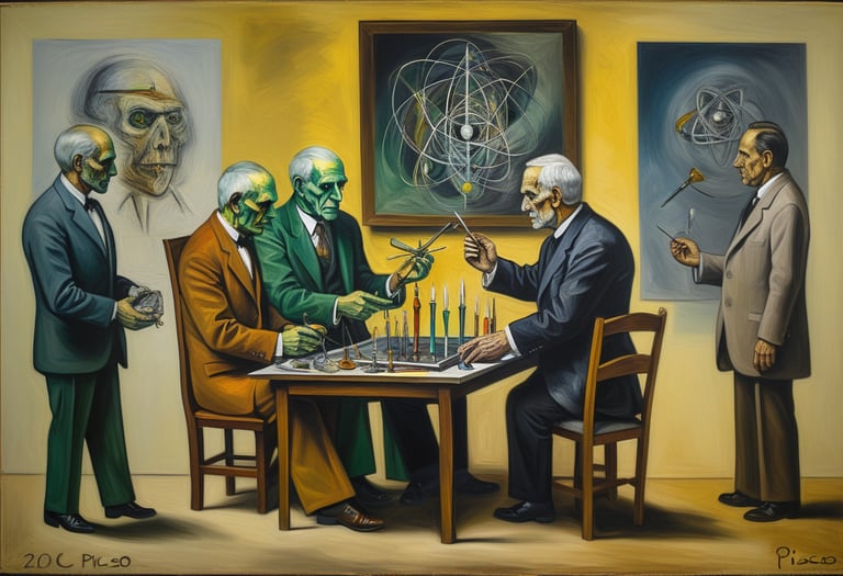 A group of men with scientific gadgets