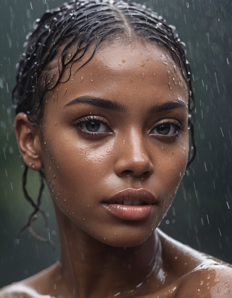 A black woman in the rain