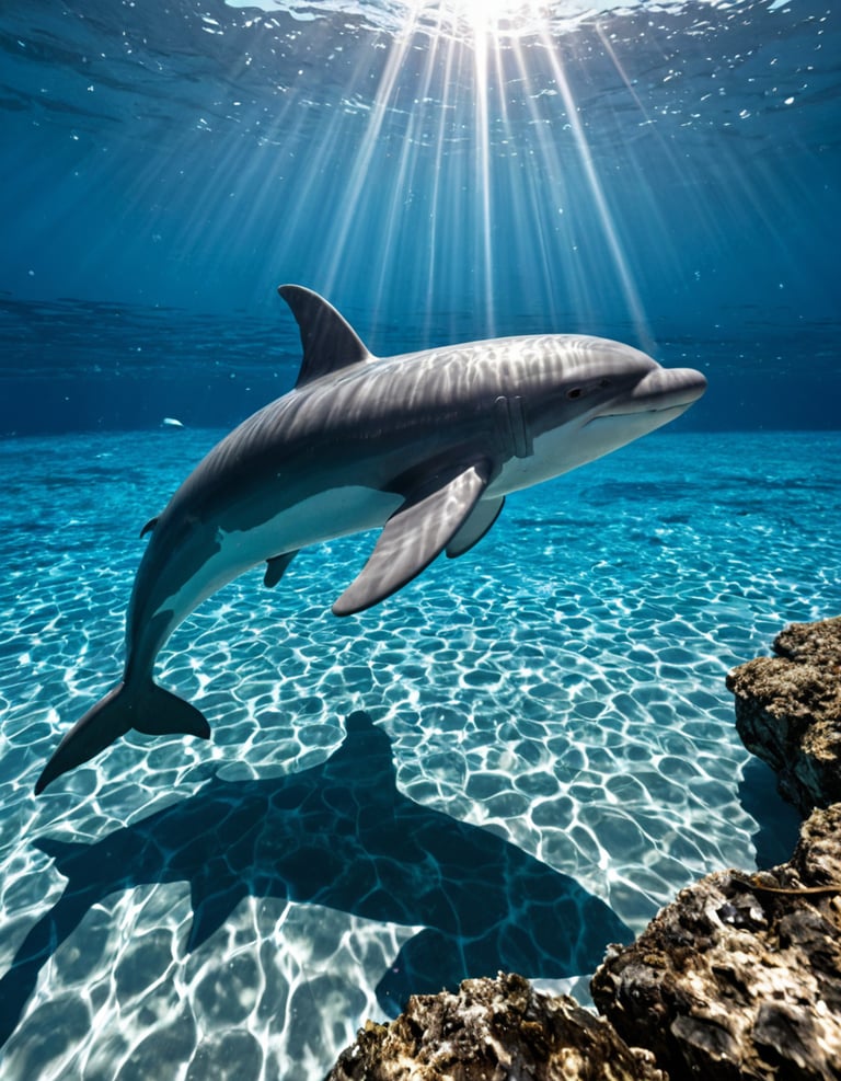 A dolphin in the ocean floor