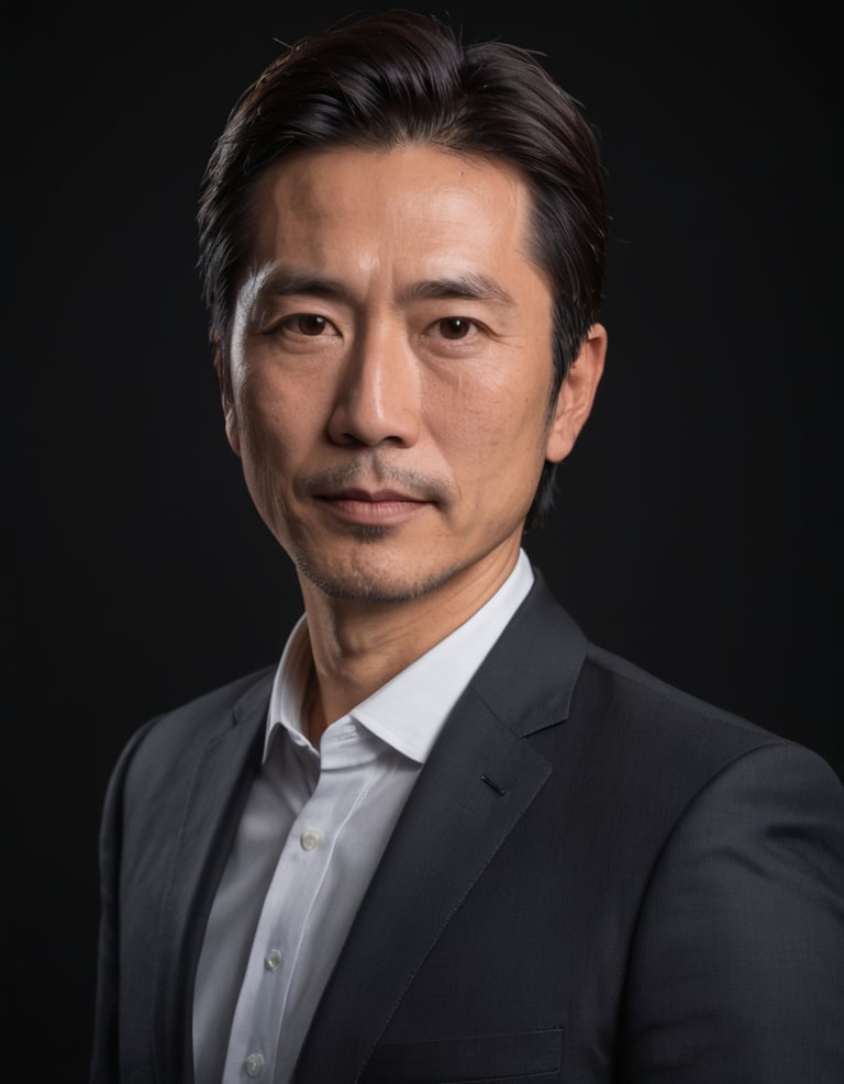 A Japanese business man in a black suit