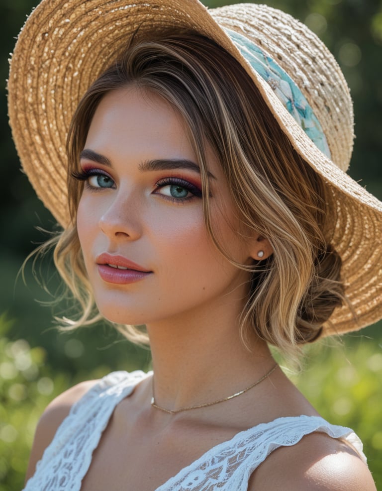A woman in the sun wearing a hat