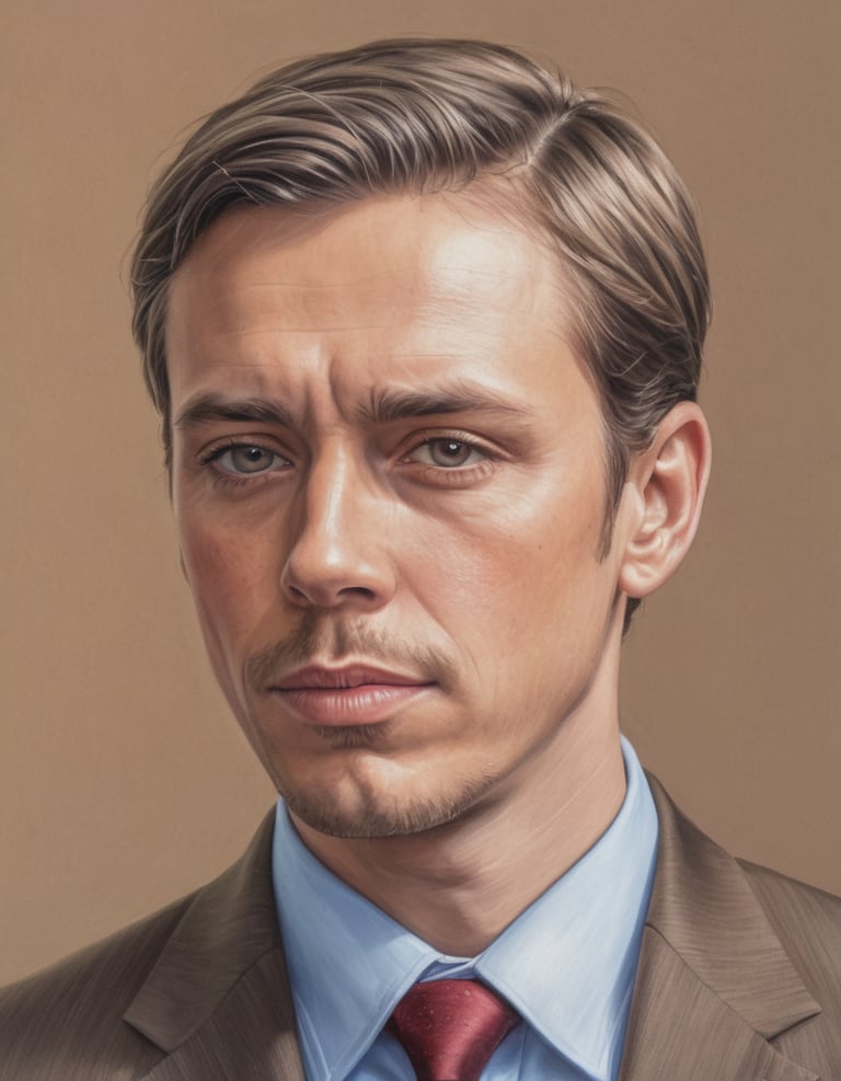A pencil drawing of a man in a suit