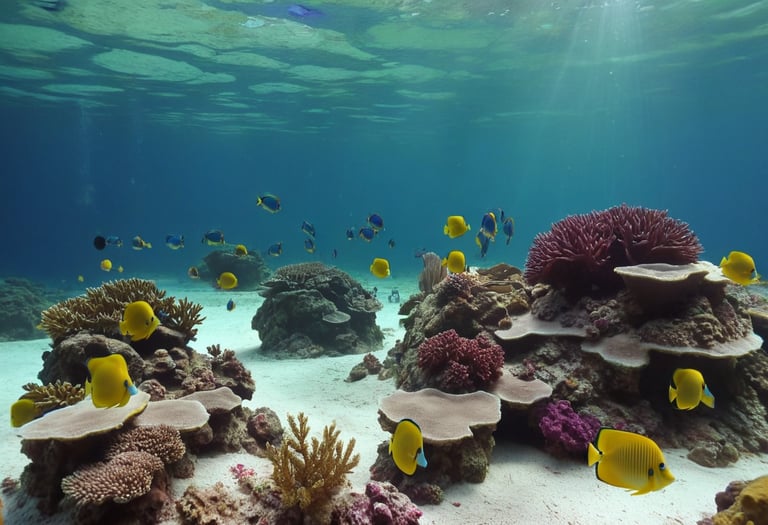 A deep sea reef with fish and coral.