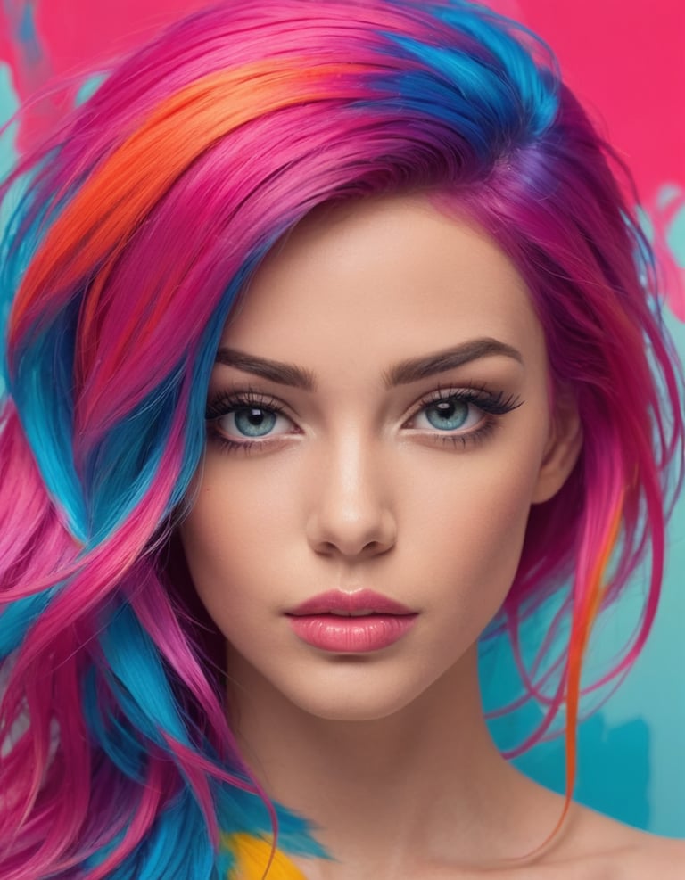 A woman with different color hair